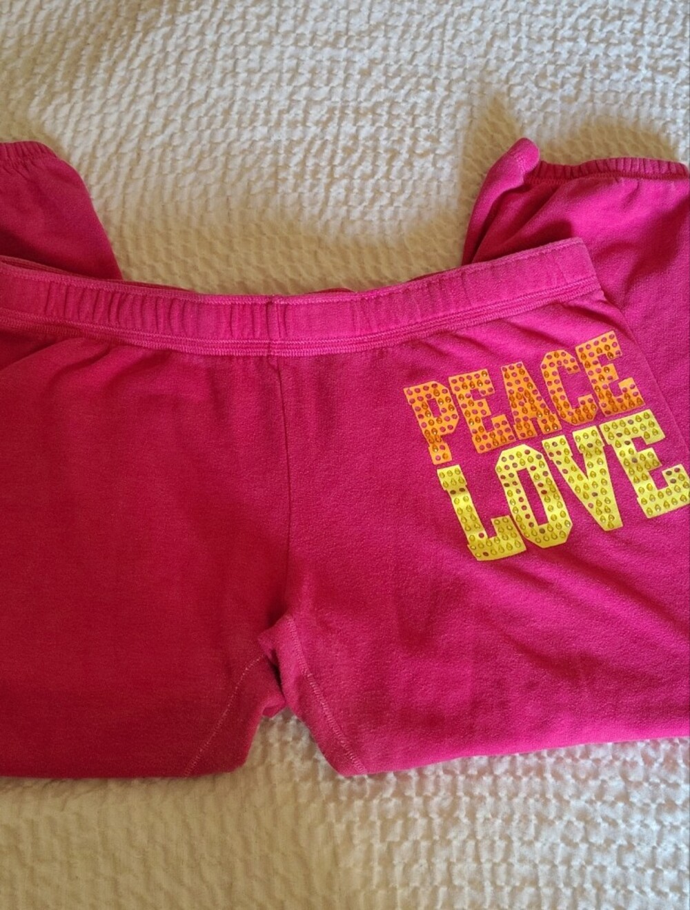 PINK Victoria's Secret Vintage Pink 'PEACE LOVE' Sweatpants Y2K Retro Size Med